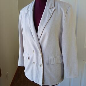 Old Navy Double-Breasted Linen-Blend Blazer Med A Stones Throw work vacation